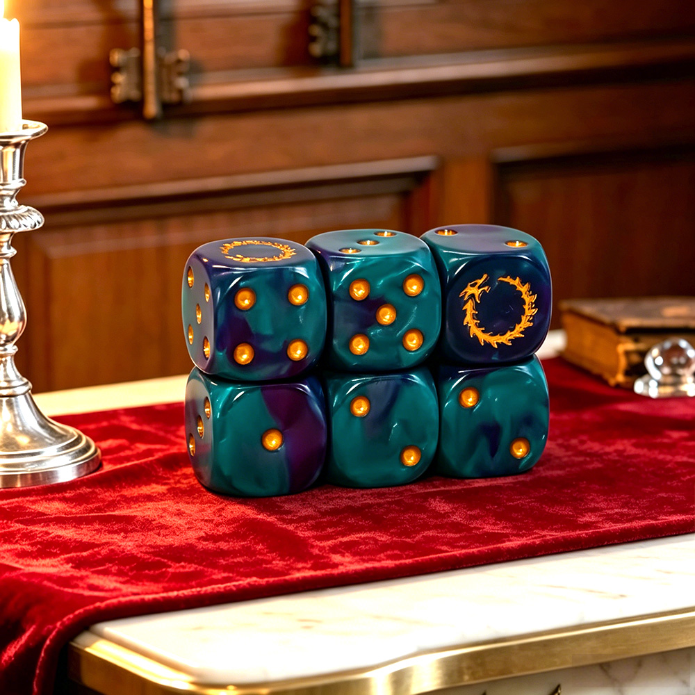 6Pcs Deep Sea Gold Flame D6 Di - Board Game Live recension och pris